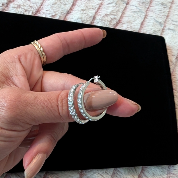 Never Worn 925 CZ Silver Hoops - Picture 5 of 10